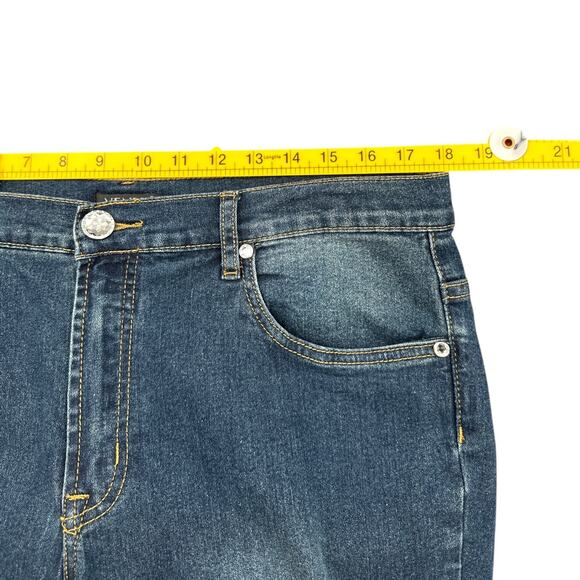 VENUS Blue Five-Pocket Belt Loops Diamond Button Closure Straight Leg Jeans 16 - Picture 5 of 7